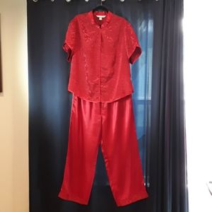 Vintage Cacique Red 2 Piece Pajama Set Size 18/20